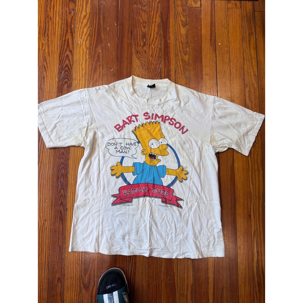 Vintage 1990 Bart Simpson Radical Dude Changes T-Shirt White XL Made in USA